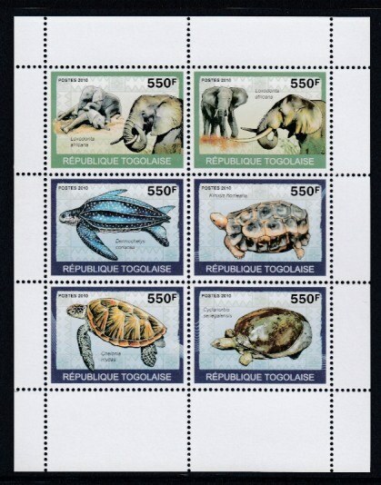 TOGO Elephants & Turtles MNH sheetlet