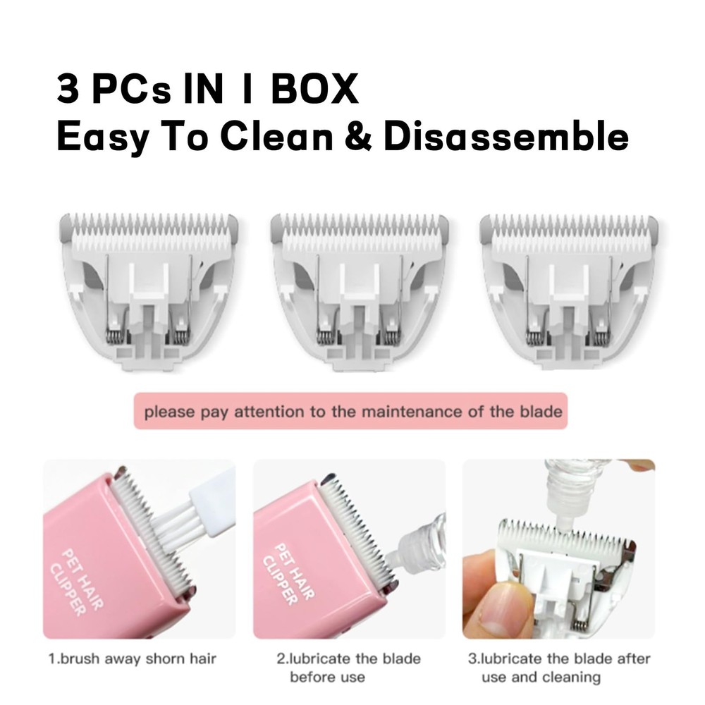 Tileon Replacement for Pet Clippers,3 Packs 3 Piece Set, Tb006-3pc