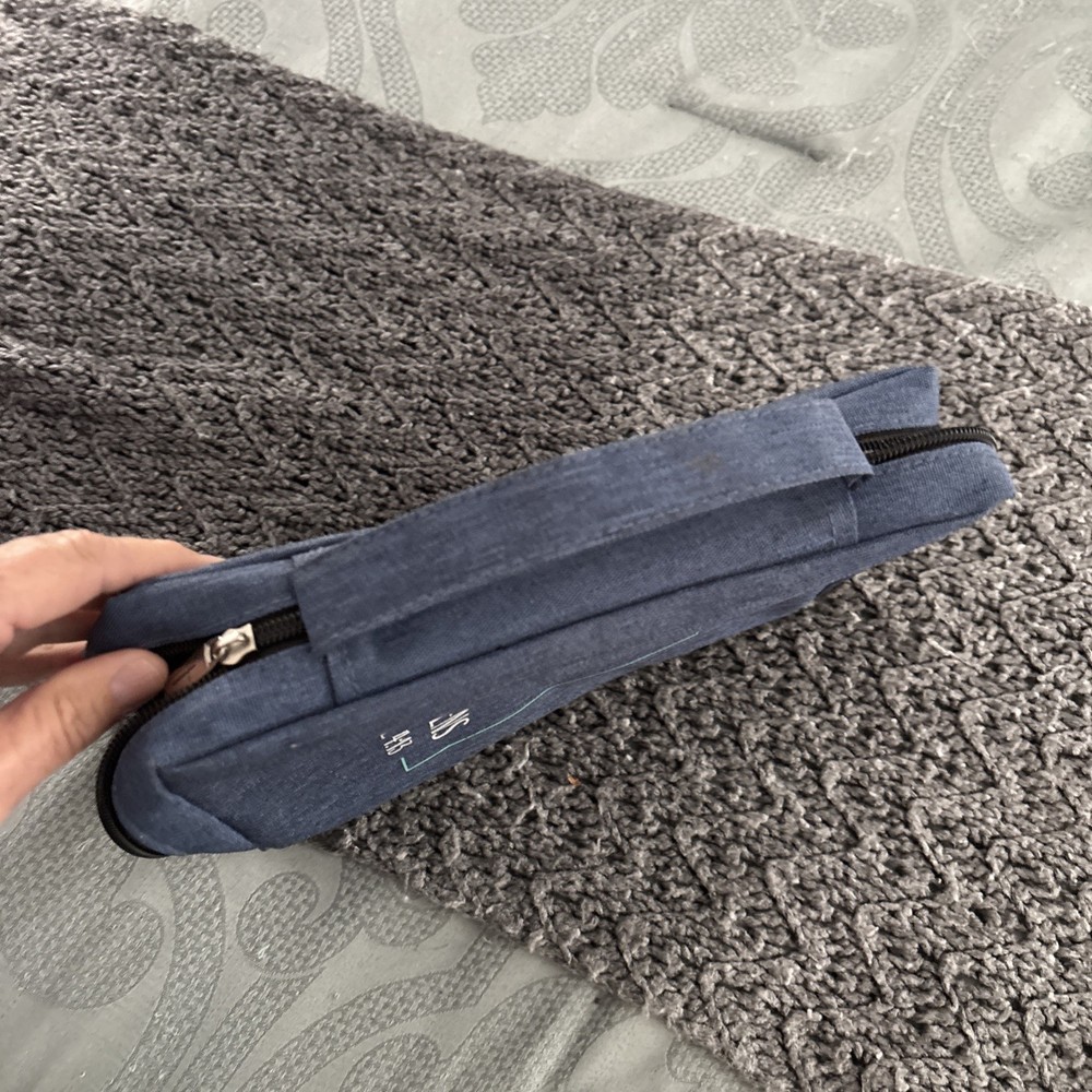 Bible Cover : Zippered, with Handle, Canvas, Blue, Medium