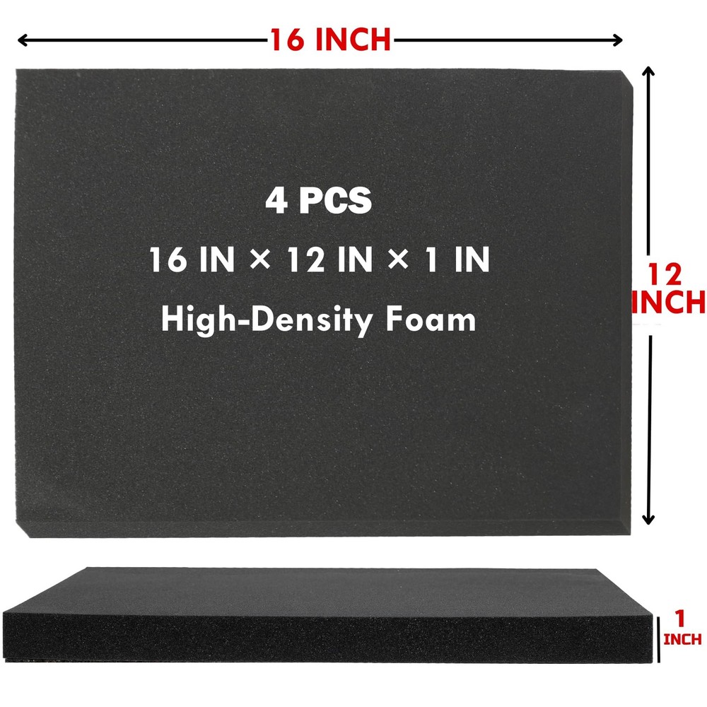 4 Pack 12x16x1 Inch Customizable Polyethylene Foam Sheets for Cases Tool Box