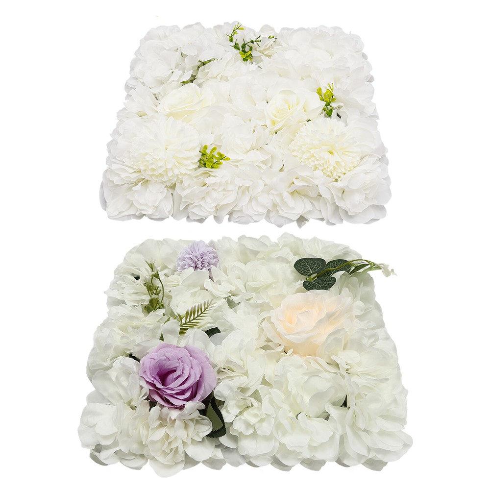 3D Flower Wall Panel-12pcs Artificial Flower Wall Background Silk Rose Wedding