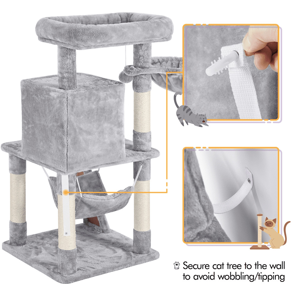 Multi-level Small Cat Tree Tower with Condo, Light Gray