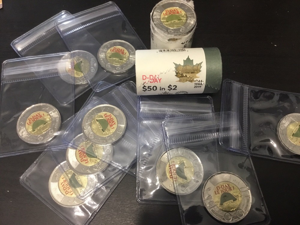 2019 CANADA D-Day $2 Dollar Coin - Colored Version BU from roll Limited Edition