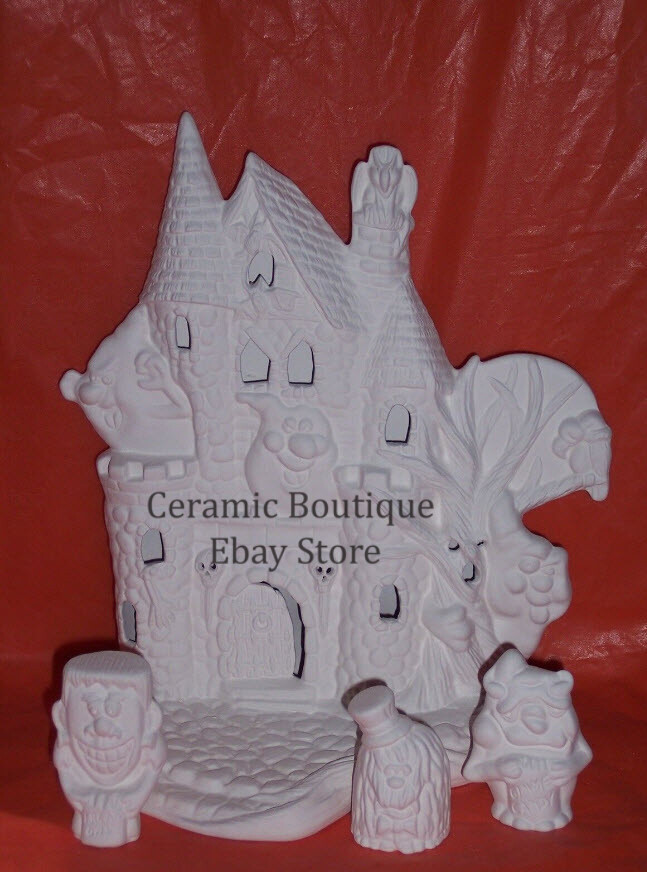 Ceramic Bisque~~ READY to PAINT ~~~ Haunted House lights up