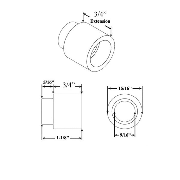 Hoppe Matte Black Handle Extension Active/Inactive 3/4" (20mm)