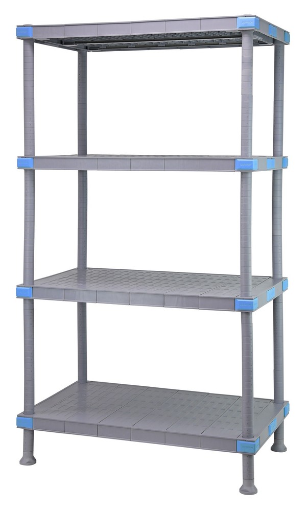 Quantum QP243086SS-4 NSF Millenia Gray Polymer 4 Shelf Solid Shelving Unit - ...