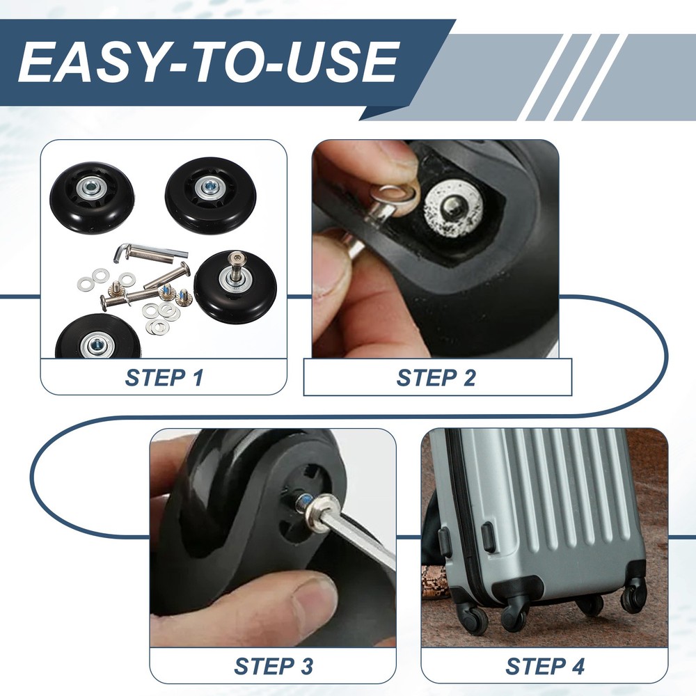 Replacement Luggage Wheels, 68x24mm & 1 Set & Rubber & Black