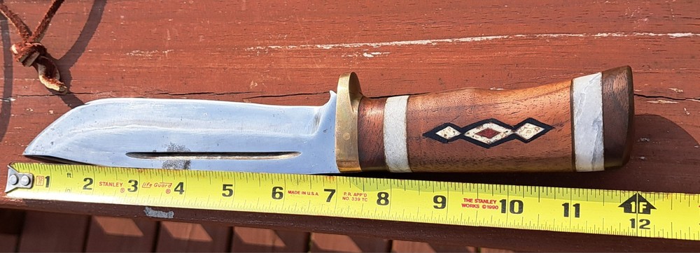 Vintage 1994 DAN payne Custom Knife Fixed Blade Inlay