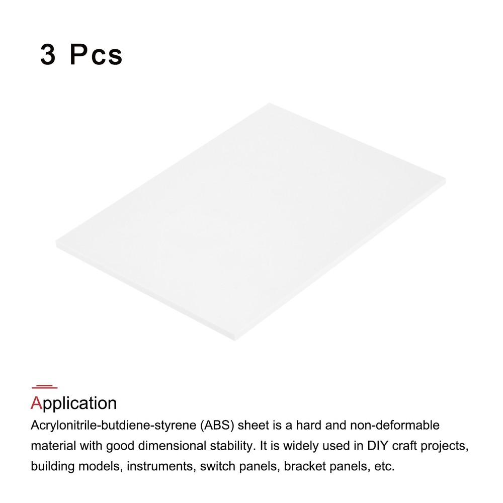 ABS Plastic Sheet 8 x 6 x 0.16" ABS Styrene Sheets White 3 Pcs