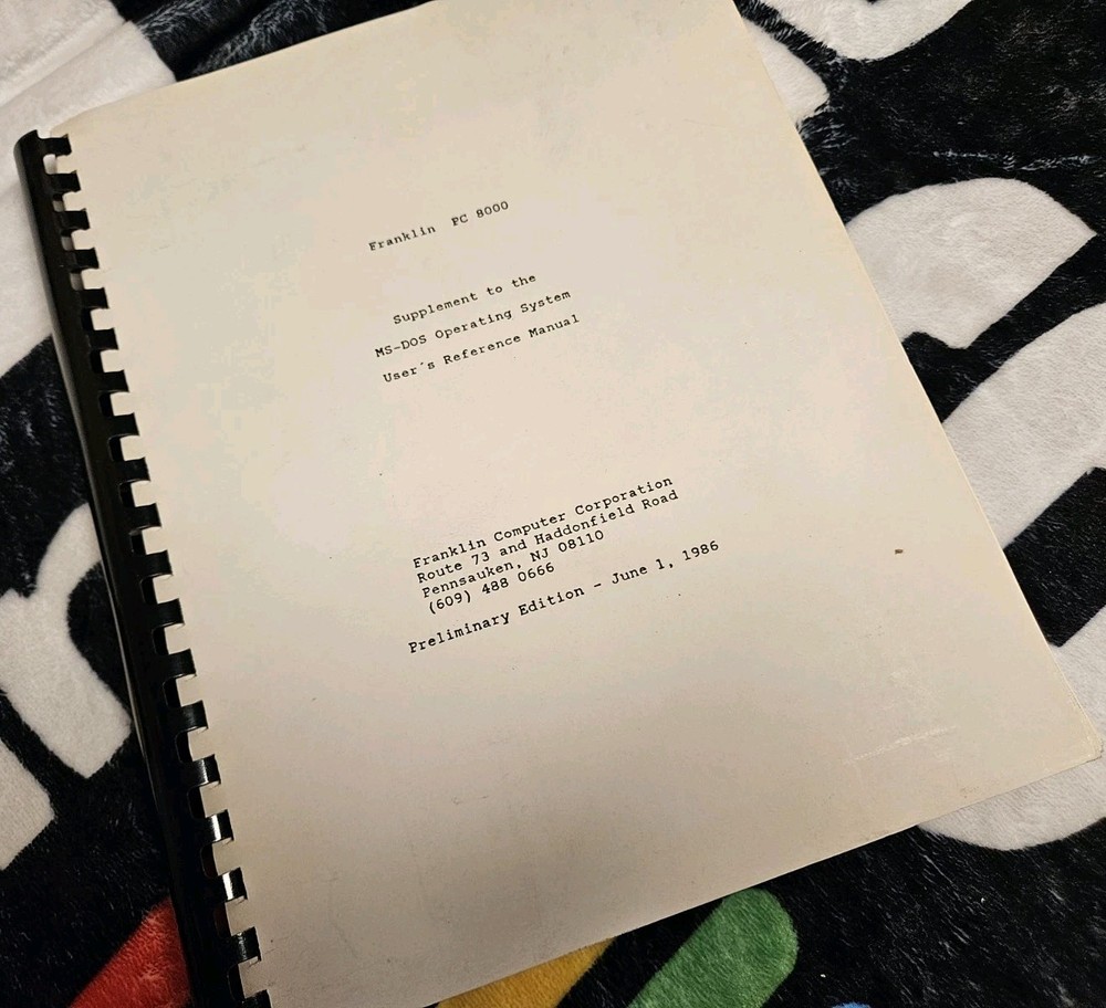 Microsoft MS-DOS 3.1 User Reference Manual + Franklin Computer Supplement