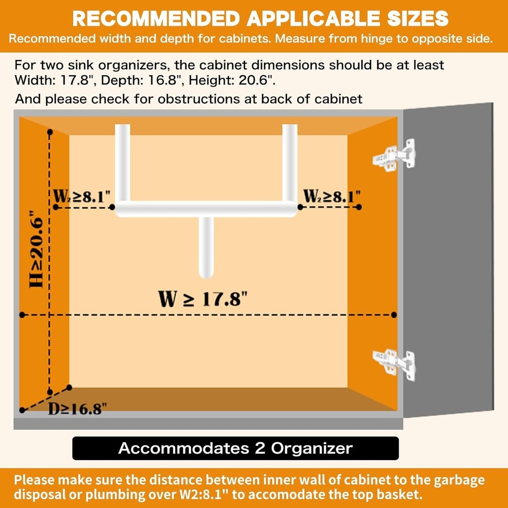 Under Sink Organizer 2 Tier Under Sink Organizers & Storage Adjustable Height