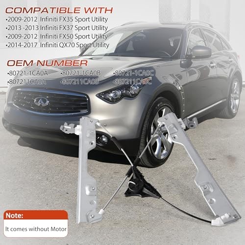 Front Left Driver Side Power Window Regulator Without Motor Compatible for