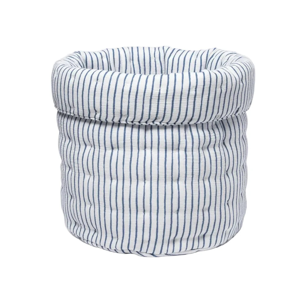 Cloud Island Quilted Round Storage Bin Blue Stripe NWT