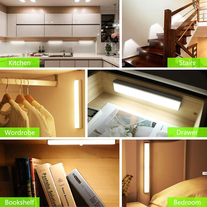 Wireless Motion Sensor Under Cabinet Closet LED Light Kitchen Counter Night Lamp