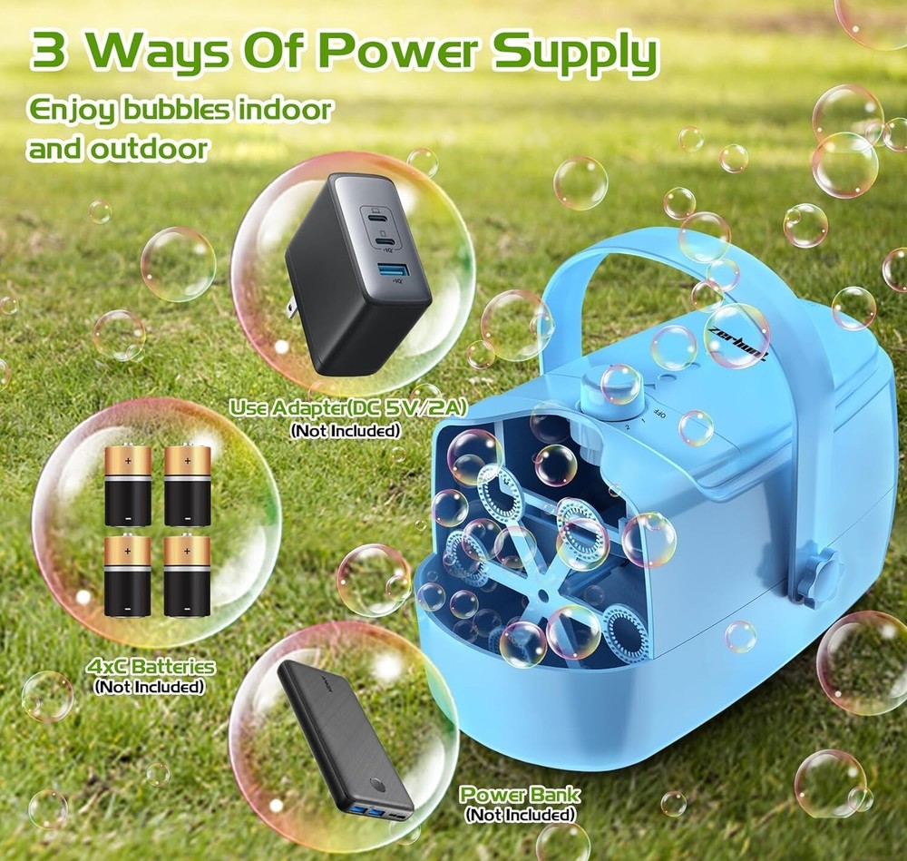 Brand New Automatic Bubble Machine (Blue)Operated by Plugin or Batteries Bubble