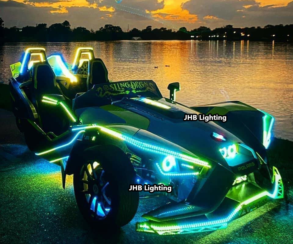 JHB 1x 4FT DOUBLE ROW App Ctrl CHASING Flow LED Underglow Grill Strips Light