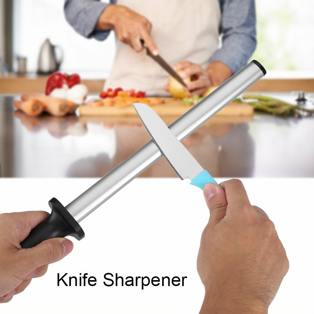 New 12" Diamond Knife Sharpener Rod Kitchen Sharpening Tool With Handle
