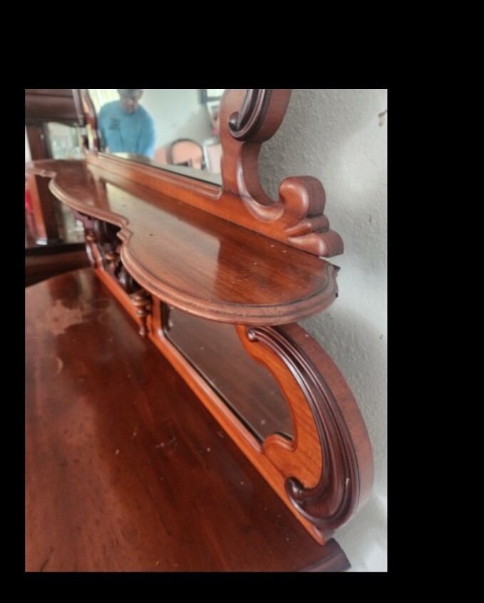 Antique HANDMADE Chiffonier Sideboard W Carvings, Shelves, Concealed Pullouts