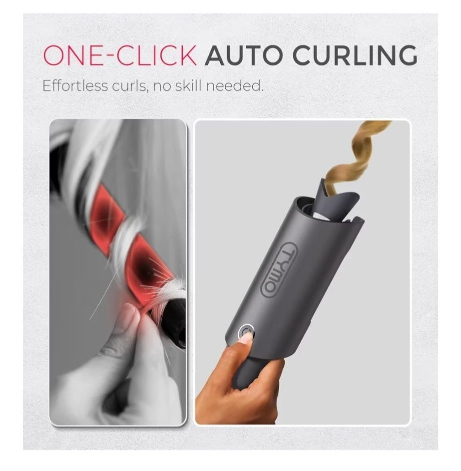 TYMO Automatic Rotating Curling Iron 1.25 "Ceramic Coating Metallic Gray