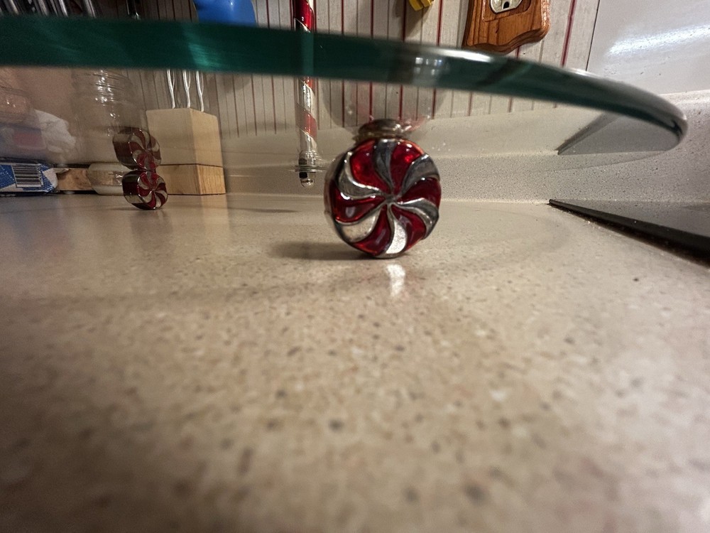Godinger Silver Plated Candy Cane Design 12" Dia. Cake Stand with Cake Server