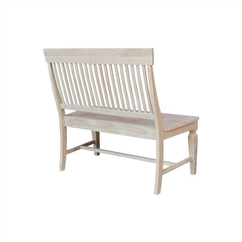 Vista Slat Back Solid Wood Bench - Unfinished