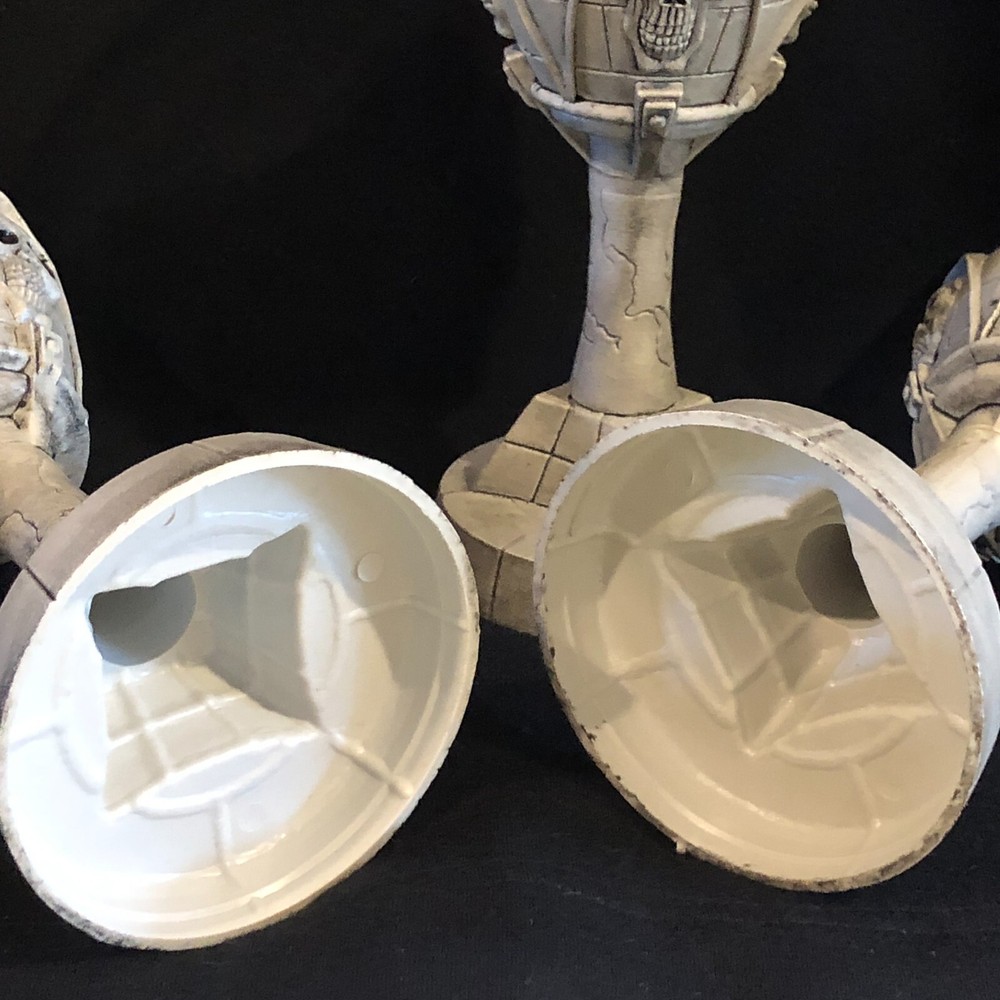 3 Scary Skeleton Plastic Halloween Goblets, Stem Glasses
