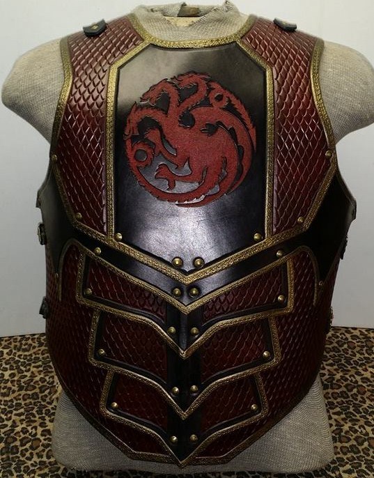 Dragon Scale leather armor chest & back with graphic LARP COSPLAY