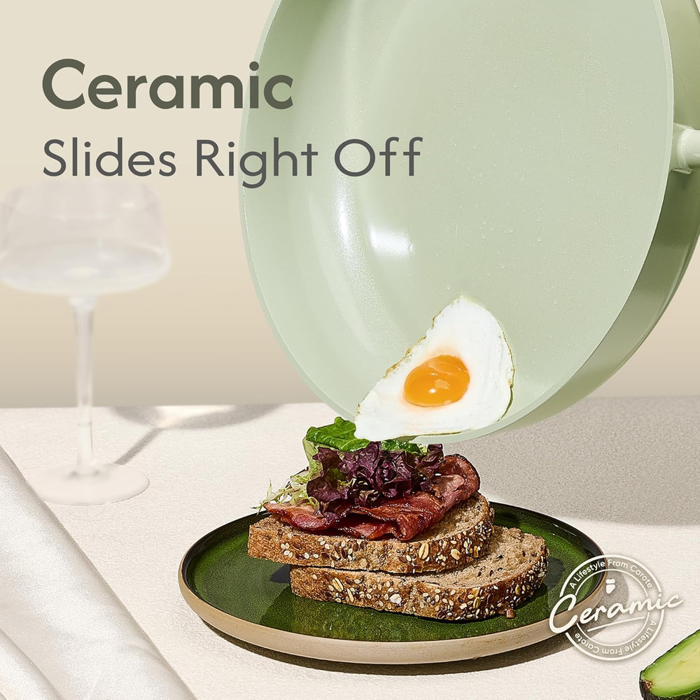 Nonstick Ceramic Cookware Set 9 Piece Green Induction Kitchen Set