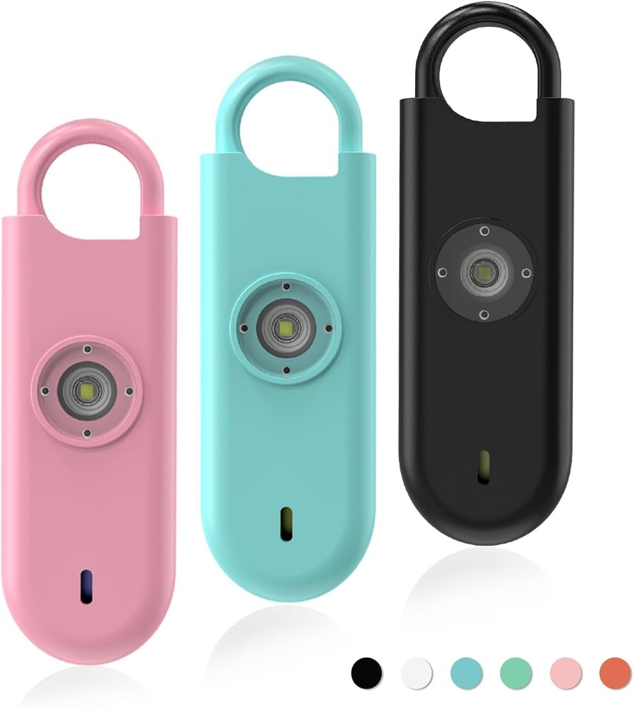 Personal Safety Alarm with Strobe Light 3 Pack Colors