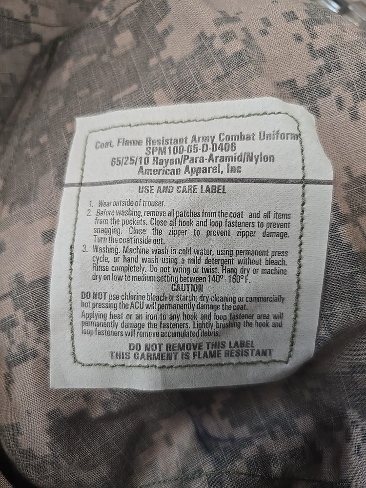 USGI Army Combat Uniform Defender M FR Large Long ACU