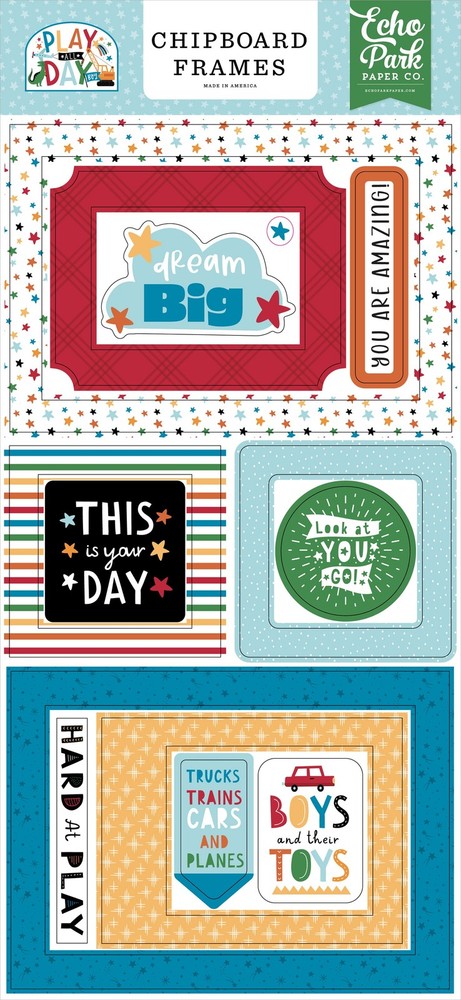Play All Day Boy Chipboard 6"X13"-Frames - 3 Pack