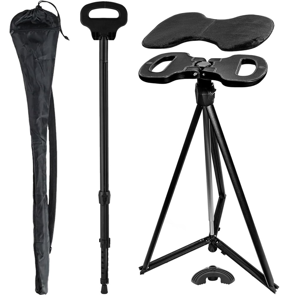 Walking Cane with Seat Folding Lightweight, Adjustable Height Cane Stool for ...