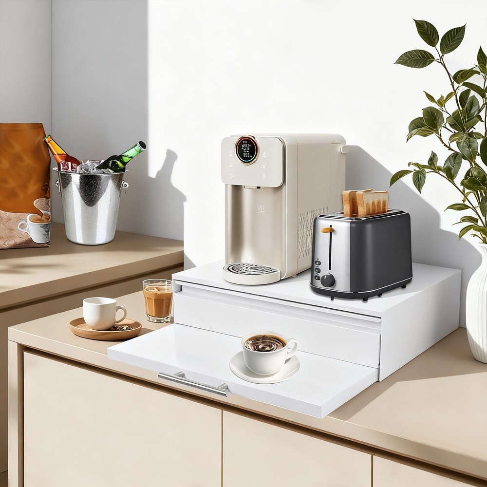 Countertop Microwave Rack, Microwave Stand with Drawer & Shelf