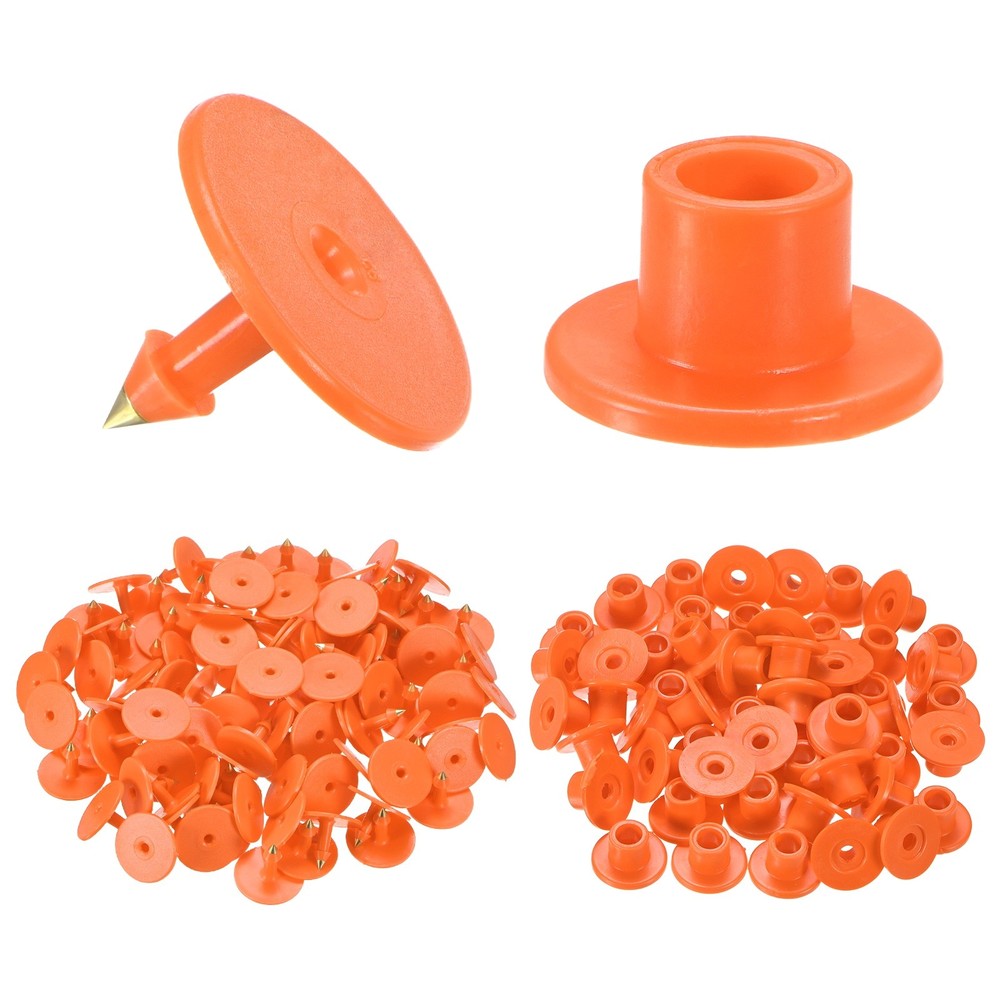 100-Pack Cattle Ear Tags, Plastic Round Blank Livestock Ear Tags [Orange]