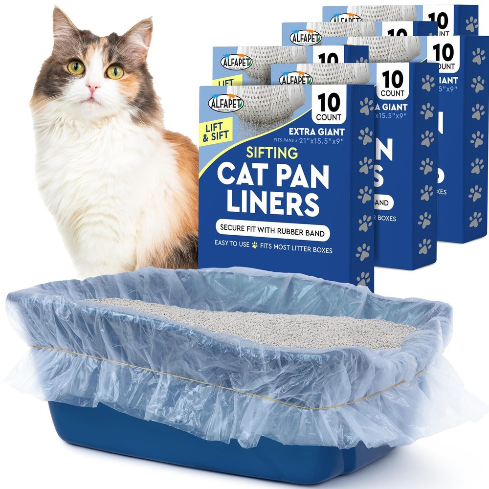 Alfapet Kitty Cat Pan Disposable, Sifting Liners- 60 count + 1 Transfer Liner-Fo