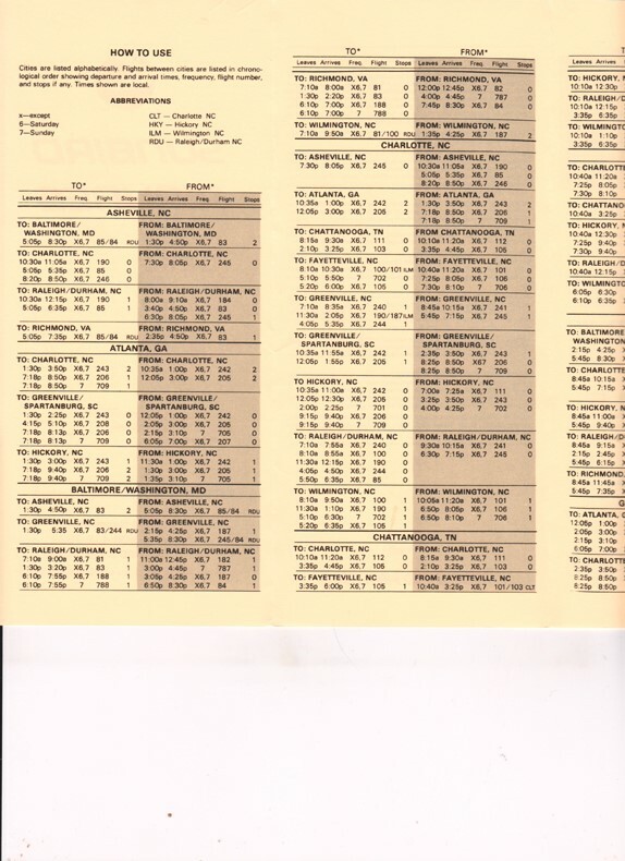 Sunbird Airlines timetable 1982/11/15