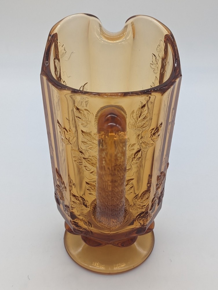 Imperial Glass Amber Pitcher Embossed Grapes Design