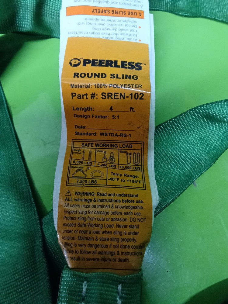 5 Straps SREN-102-04 PEERLESS #2X4' Straps (4NEW) 1 Used Endless Loop
