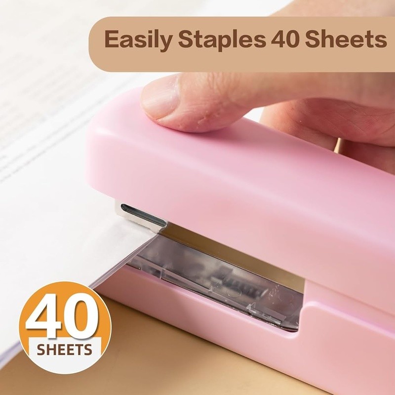 40 Sheet Stapler W/ Remover 830 Staples Flat Clinch Quick Reloading Storage New
