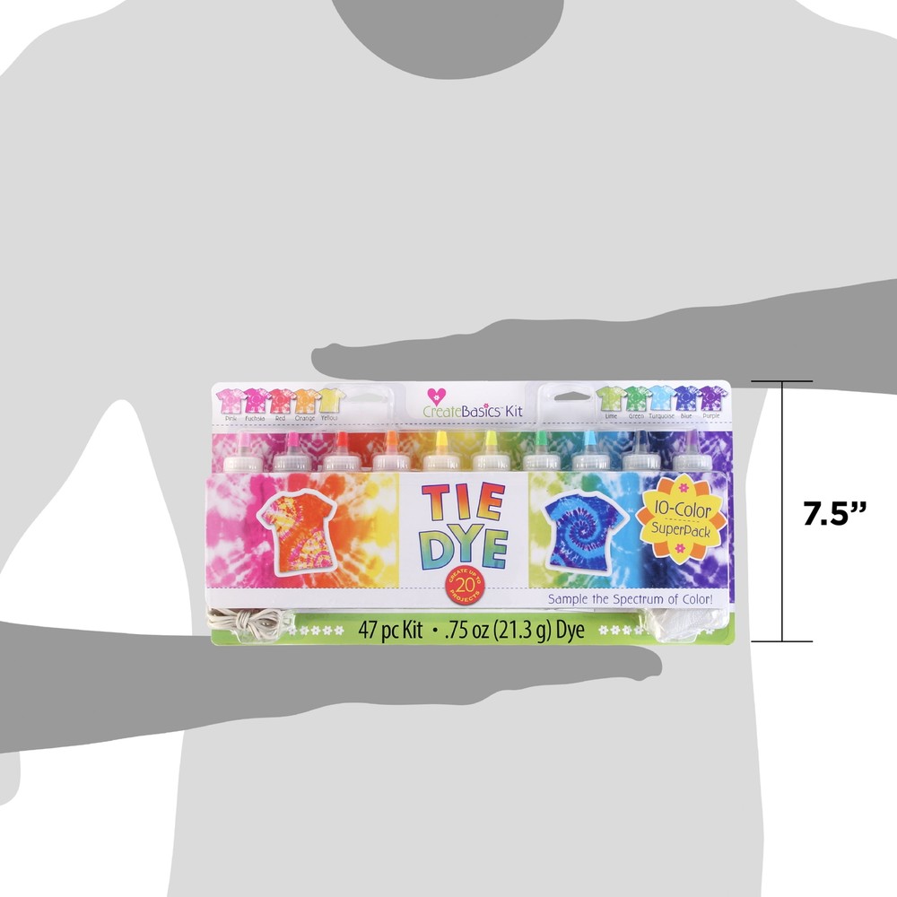 Practical,Minimalistic,Create Basics 10 Color Tie Dye Kit, Rainbow Colors