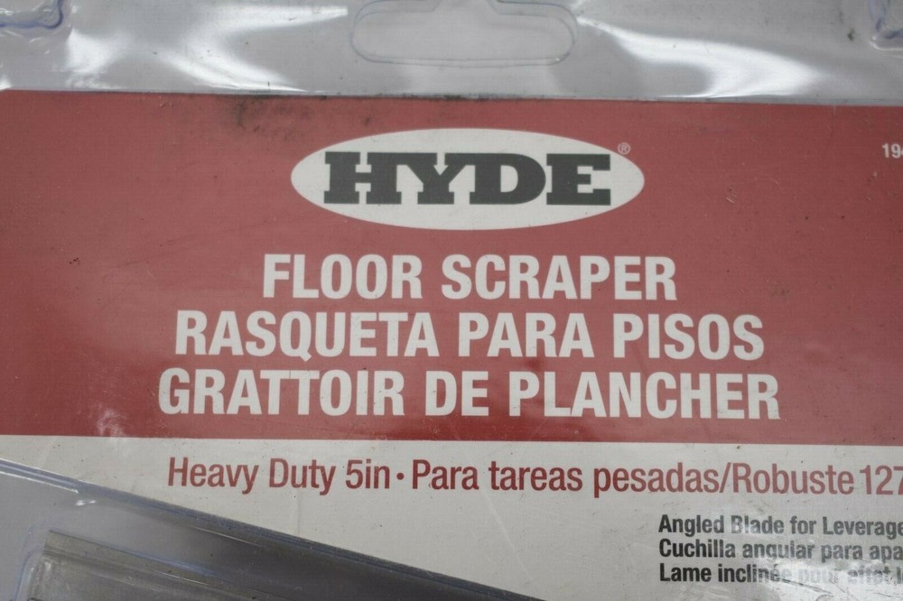 Hyde 5" Heavy Duty Steel Angled Blade Floor Scraper 12" Threaded Handle