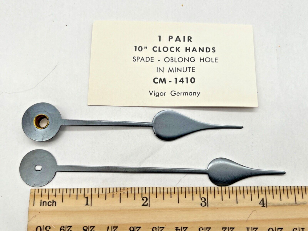 NOS VIGOR CM-1410 Spade Replacement Clock Hands Oblong Hole. For 10" Clock Dial