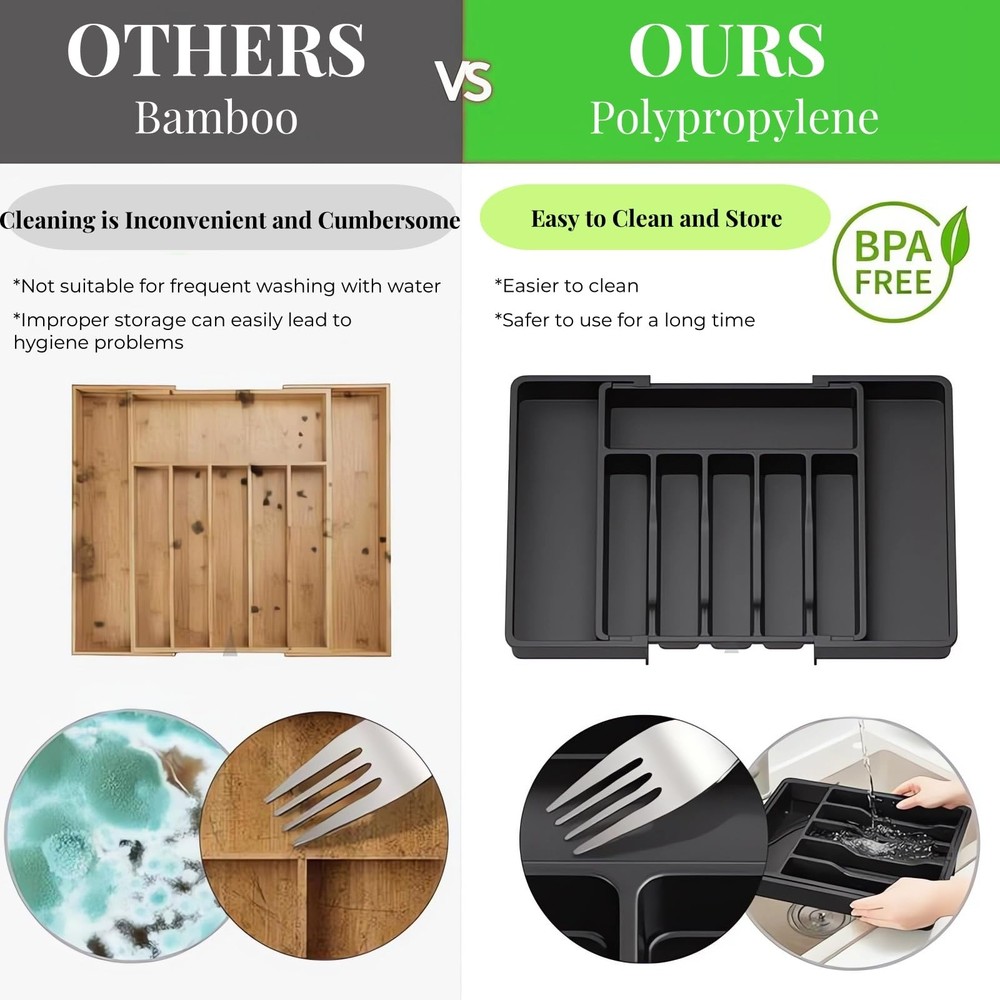 Flatware Organizers - Kitchen Drawer Organizer for Utensils and Silverware Ex...