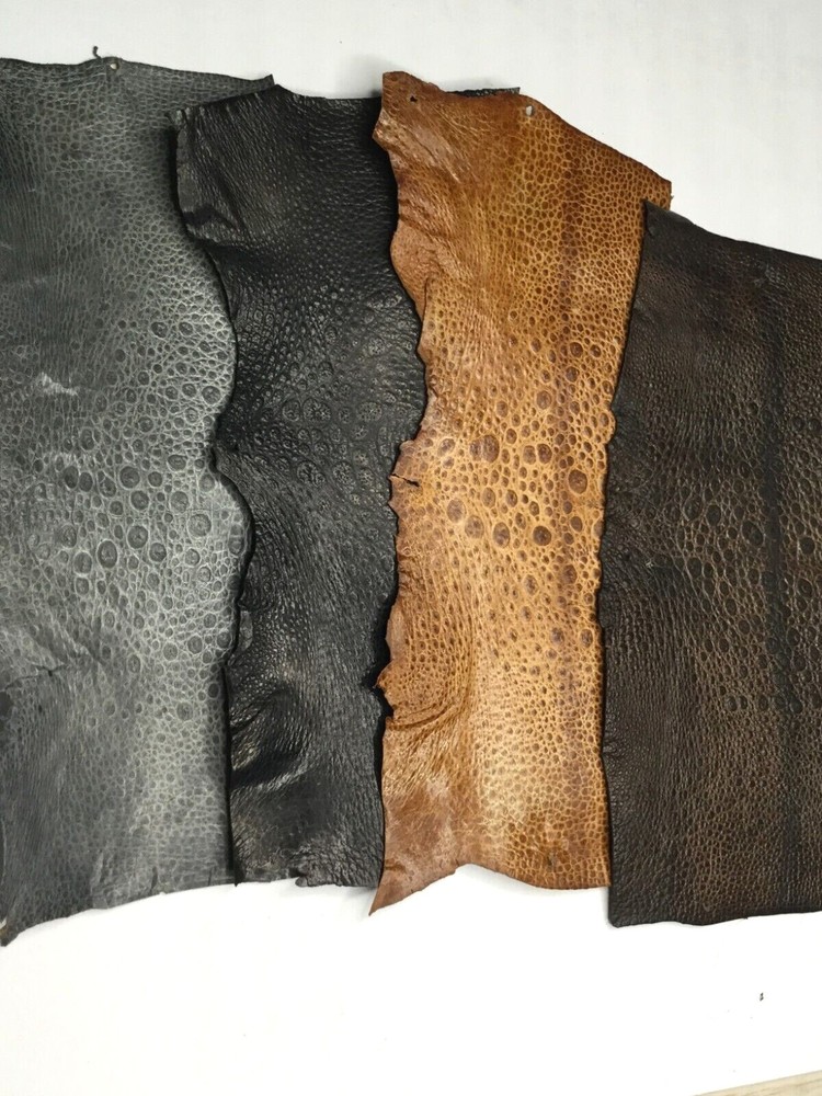 multiple color black gray brown Genuine Cane Toad Skin Leather sample 2pcs