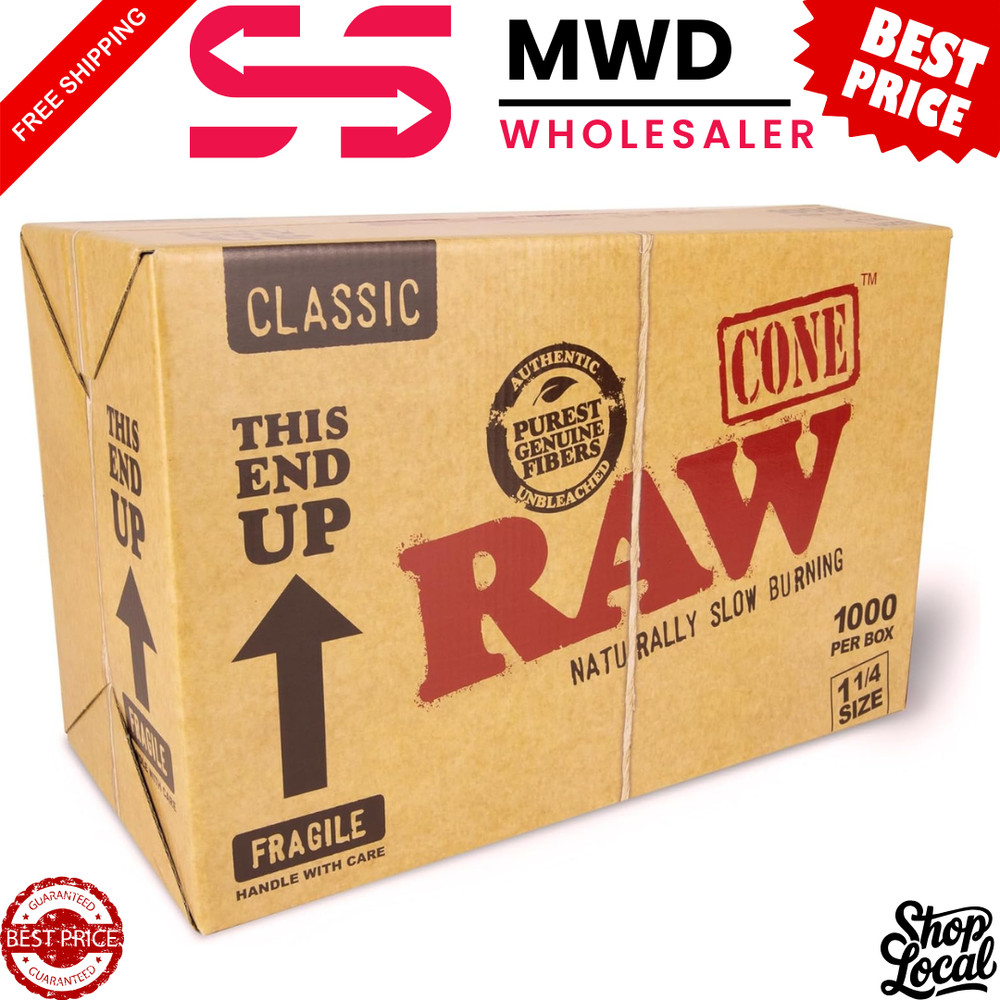 RAW Classic 1 1/4 Cones | Bulk Box | 1000 Cones