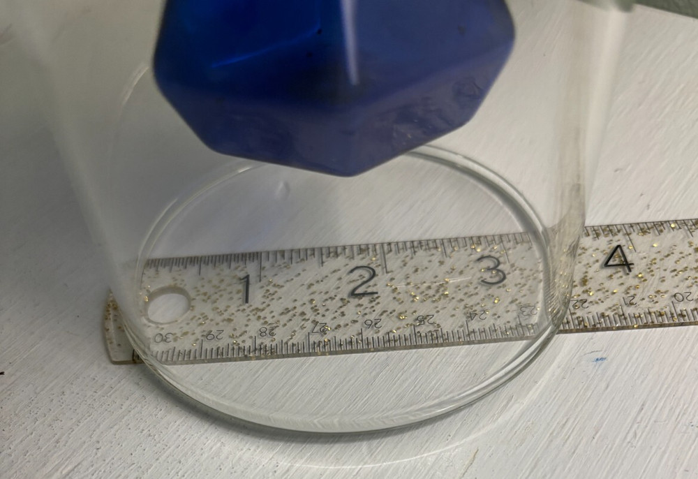 Bud vase? Blue glass inside clear dome