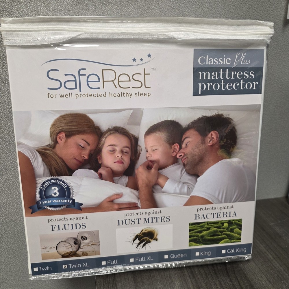 SafeRest Twin XL (Extra Long) Classic Plus Mattress Protector, Waterproof Fitted