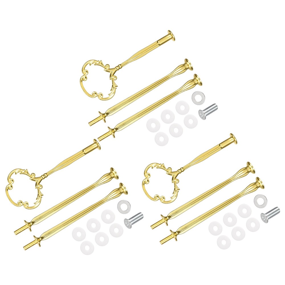 3 Set Cake Tray Stand Handle Cupcake Dessert Plate Hardware Fitting Holder,Gold