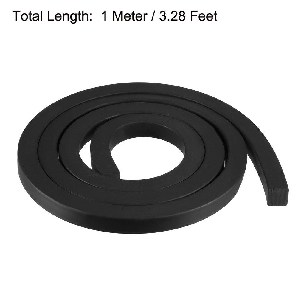 Solid Rectangle Rubber Seal Strip 10mm Wide 10mm Thick, 1 Meter Long Black
