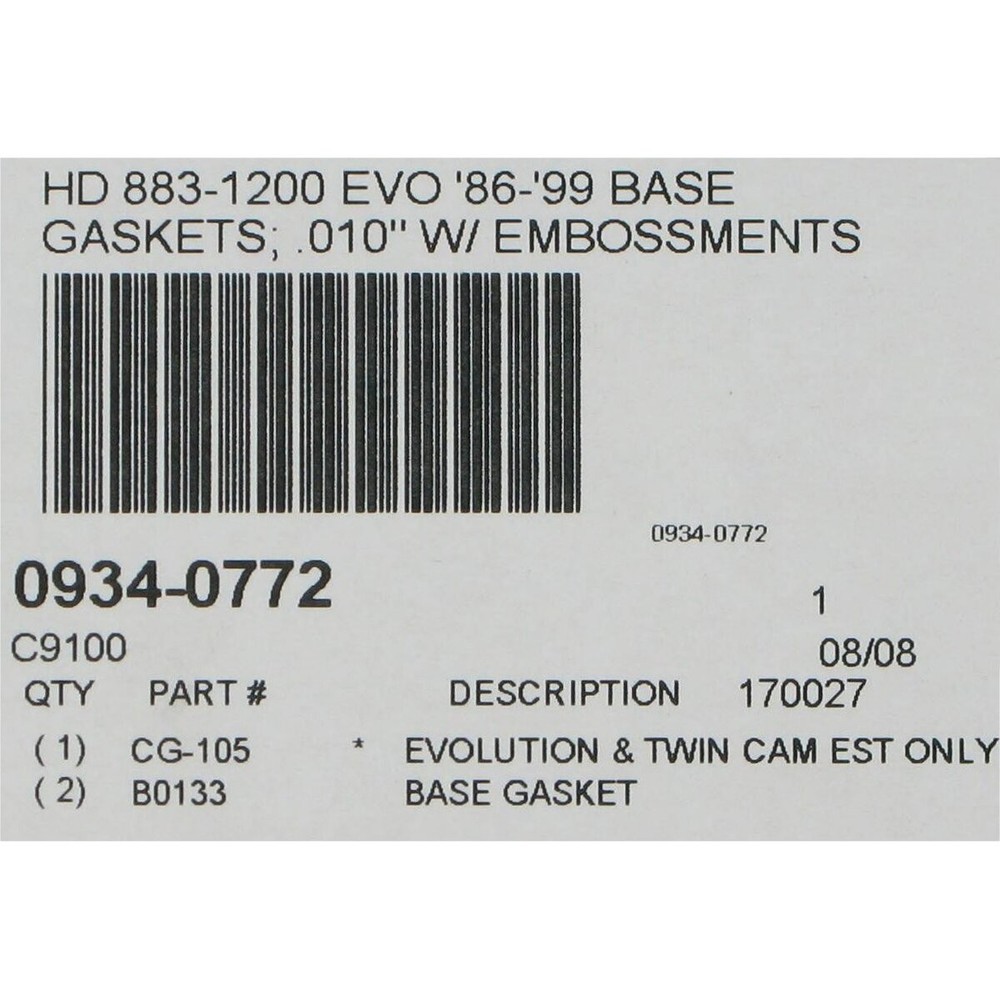 Cometic Single-Layer Steel (SLS) Base Gaskets, .010 in. - C9100